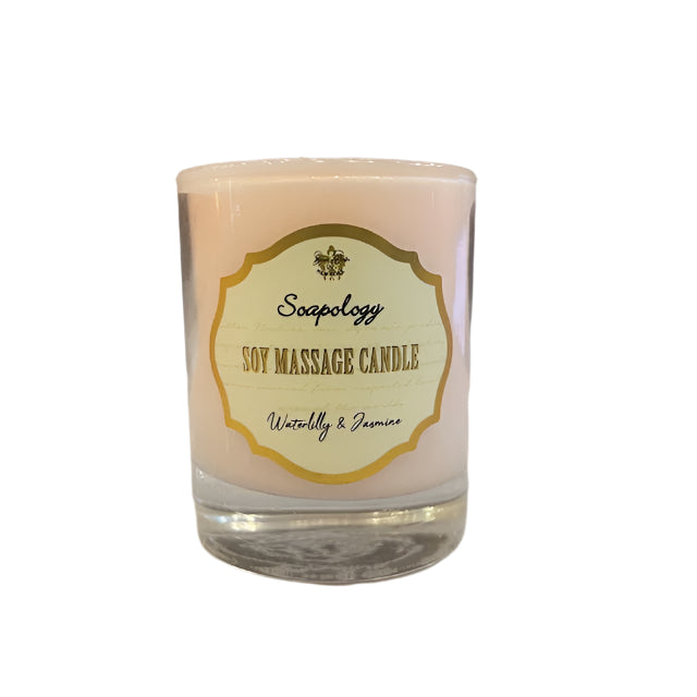 Soy Massage Candle - Waterlily & Jasmine (Pink)