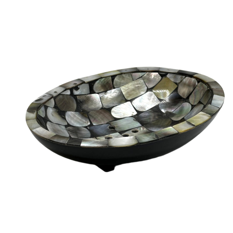 Mother of pearl grey soap dish