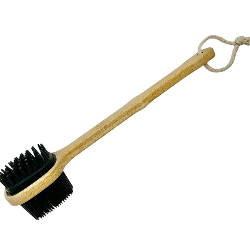 Long Wooden Double Sided Silicone Back Brush